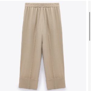 Zara Satin Effect Cuffed Pants Size Small in Sands
